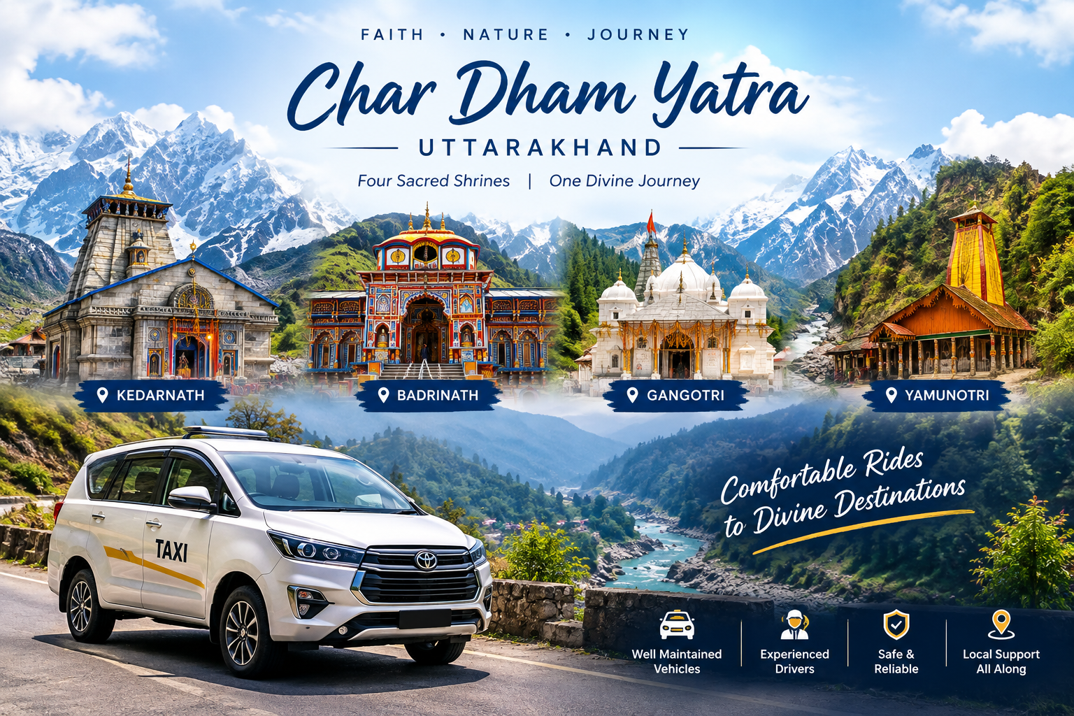 Taxi service for Char Dham Yatra pilgrimage travel