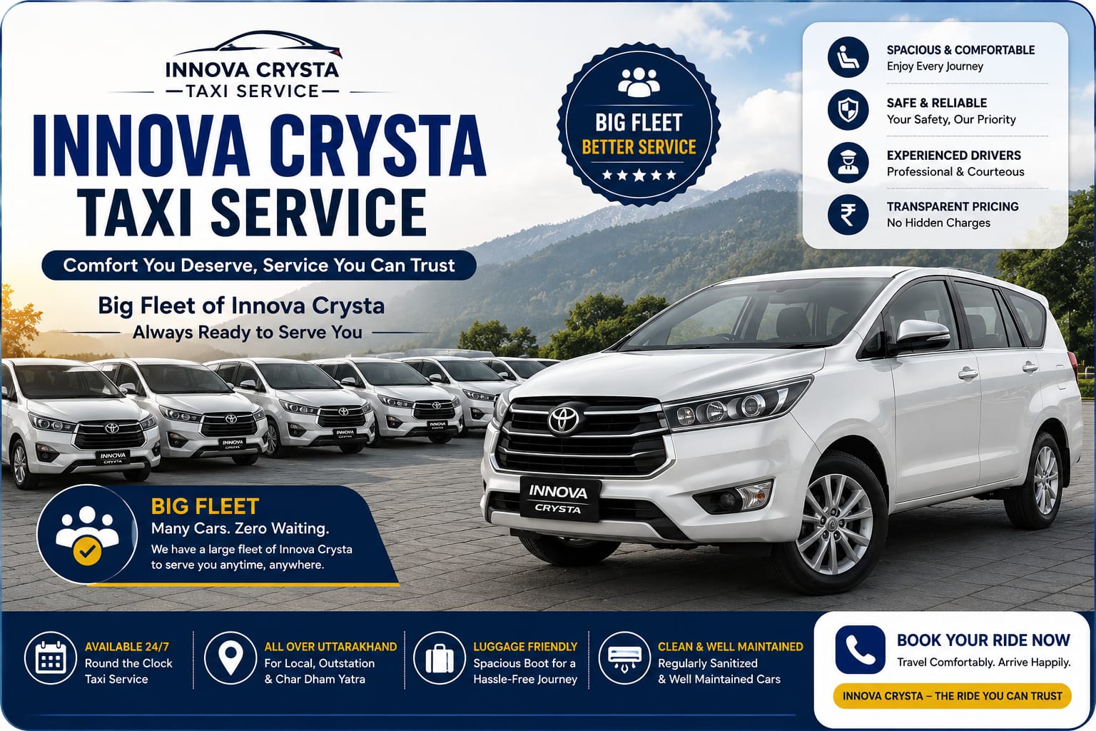 Innova Crysta taxi fleet service